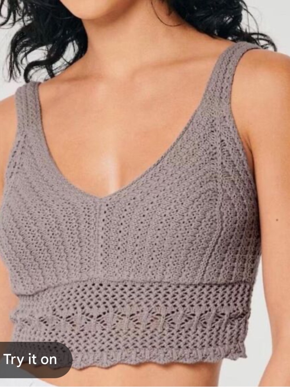 Hollister | Crochet boho pink v-neck cropped tank top size XS